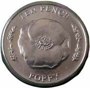 10 Pence - Elizabeth II Poppy, United Kingdom, 2022 reverse image