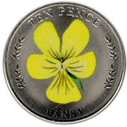 10 Pence - Elizabeth II Pansy; Colourised, United Kingdom, 2022 reverse image