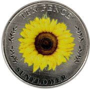 10 Pence - Elizabeth II Sunflower; Colourised, United Kingdom, 2022 reverse image
