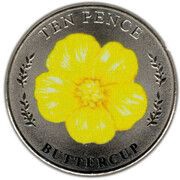 10 Pence - Elizabeth II Buttercup; Colourised, United Kingdom, 2022 reverse image