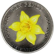 10 Pence - Elizabeth II Daffodil; Colourised, United Kingdom, 2022 reverse image