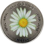 10 Pence - Elizabeth II Daisy; Colourised, United Kingdom, 2022 reverse image