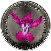 10 Pence - Elizabeth II Jersey Orchid; Colourised, United Kingdom, 2022 reverse image