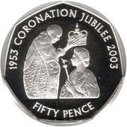 50 Pence - Elizabeth II Golden Jubilee; Silver proof, United Kingdom, 2003 reverse image