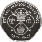 50 Pence - Elizabeth II Golden Jubilee; Silver proof, United Kingdom, 2003 reverse image