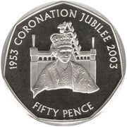 50 Pence - Elizabeth II Golden Jubilee; Silver proof, United Kingdom, 2003 reverse image