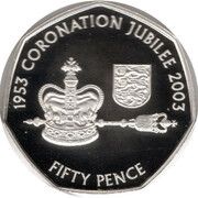 50 Pence - Elizabeth II Golden Jubilee; Silver proof, United Kingdom, 2003 reverse image