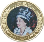 50 Pence - Elizabeth II Coronation Jubilee, United Kingdom, 2013 reverse image
