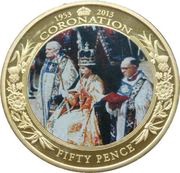 50 Pence - Elizabeth II Coronation Jubilee, United Kingdom, 2013 reverse image