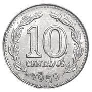 10 Centavos, Argentina, 1957-1959 reverse image