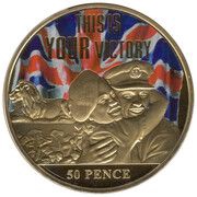 50 Pence - Elizabeth II Victory in Europe Day, United Kingdom, 2015 reverse image