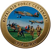 50 Pence - Elizabeth II Royal Air Force Centenary - Hawker Hurricane, United Kingdom, 2018 reverse image