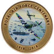 50 Pence - Elizabeth II Royal Air Force Centenary - Supermarine Spitfire, United Kingdom, 2018 reverse image
