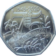 50 Pence Elizabeth II 75th Anniversary of V. E. Day, United Kingdom, 2020 reverse image