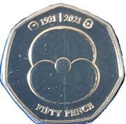 50 Pence - Elizabeth II RBL Poppy, United Kingdom, 2021 reverse image