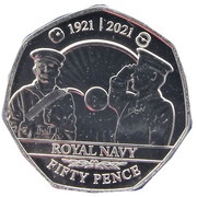 50 pence - Elizabeth II Royal Navy, United Kingdom, 2021 reverse image