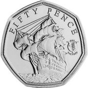 50 Pence - Elizabeth II HMS Victory, at full sail, United Kingdom, 2022 reverse image