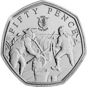 50 Pence - Elizabeth II HMS Victory, cannons firing, United Kingdom, 2022 reverse image