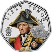 50 Pence - Elizabeth II HMS Victory, portrait of Nelson; Silver, United Kingdom, 2022 reverse image