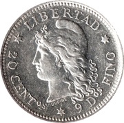 20 Centavos, Argentina, 1881-1883 reverse image