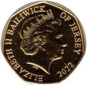 50 Pence - Elizabeth II Platinum Jubilee - Justicia; Gold plated obverse image