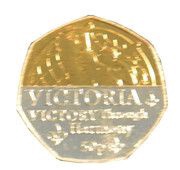 50 Pence - Elizabeth II Platinum Jubilee - Victoria; Silver-gold plated, United Kingdom, 2022 reverse image