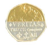 50 Pence - Elizabeth II Platinum Jubillee - Veritas; Silver-gold plated, United Kingdom, 2022 reverse image