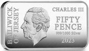 50 Pence - Charles III 70th Ann. Coronation of Queen - Queen and Abbey obverse image