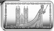 50 Pence - Charles III 70th Ann. Coronation of Queen - Queen and Abbey, United Kingdom, 2023 reverse image