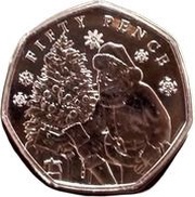 50 Pence - Charles III Father Christmas and Christmas tree, United Kingdom, 2023 reverse image