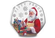 50 Pence - Charles III Father Christmas with toys; Silver Proof, United Kingdom, 2023 reverse image