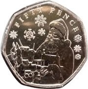 50 Pence - Charles III Father Christmas with toys, United Kingdom, 2023 reverse image