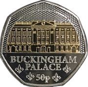 50 Pence - Charles III Royal Residence - Buckingham Palace; Ag-Au plated, United Kingdom, 2023 reverse image