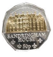 50 Pence - Charles III Royal Residence - Sandringham House; Ag-Au plated, United Kingdom, 2023 reverse image