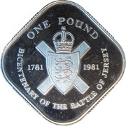 1 Pound - Elizabeth II Battle of Jersey; Silver Proof Issue, United Kingdom, 1981 reverse image