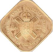 1 Pound - Elizabeth II Battle of Jersey; Gold Proof Issue, United Kingdom, 1981 reverse image
