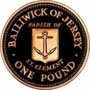1 Pound - Elizabeth II St. Clement; Gold Proof, United Kingdom, 1985 reverse image