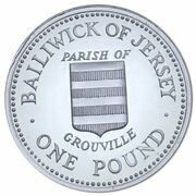 1 Pound - Elizabeth II Grouville; Silver Proof, United Kingdom, 1986 reverse image