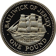 1 Pound - Elizabeth II Clipper, Percy Douglas; Silver Proof, United Kingdom, 1991 reverse image