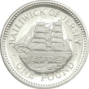 1 Pound - Elizabeth II Brig, Hebe; Silver Proof, United Kingdom, 1992 reverse image