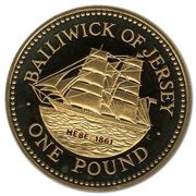1 Pound - Elizabeth II Brig, Hebe; Gold Proof, United Kingdom, 1992 reverse image