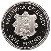 1 Pound - Elizabeth II Shield of Arms; Silver Proof, United Kingdom, 1992 reverse image