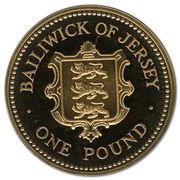 1 Pound - Elizabeth II Shield of Arms; Gold Proof, United Kingdom, 1992 reverse image