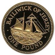 1 Pound - Elizabeth II Schooner, Resolute; Gold Proof, United Kingdom, 1994 reverse image