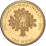 1 Pound - Elizabeth II Longest Reign, United Kingdom, 2015 reverse image