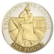 1 Pound - Elizabeth II Trooping the Colour; Gold Proof, United Kingdom, 2022 reverse image