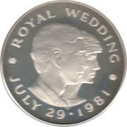 2 Pounds - Elizabeth II Royal Wedding; Silver Proof, United Kingdom, 1981 reverse image