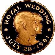 2 Pounds - Elizabeth II Royal Wedding; Gold Proof, United Kingdom, 1981 reverse image