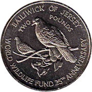 2 Pounds - Elizabeth II Pink Pigeon, United Kingdom, 1987 reverse image