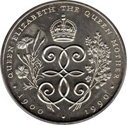 2 Pounds - Elizabeth II Queen Mother, United Kingdom, 1990 reverse image
